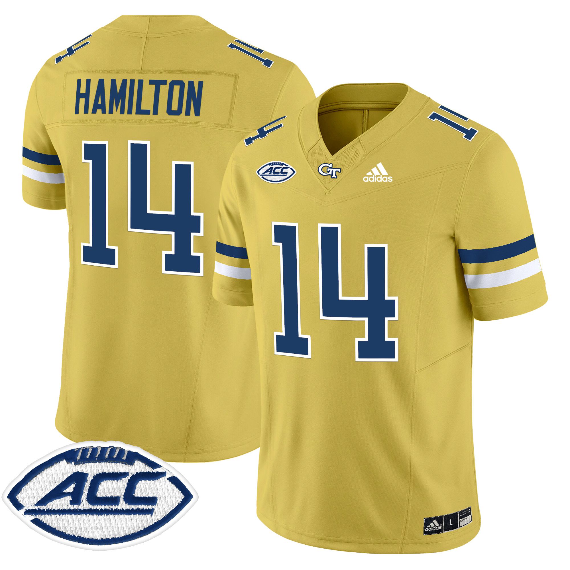 Men Georgia Tech #14 Hamilton Yellow Asidas 2024 Vapor Limited NCAA Jersey style 1->more ncaa teams->NCAA Jersey